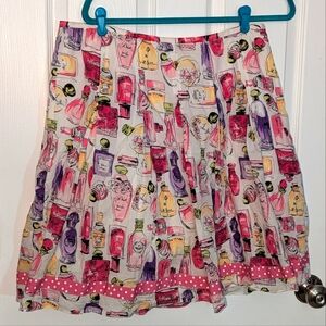 Ann Taylor Loft Skirt Perfume Print Pleated A-Line Side Zipper